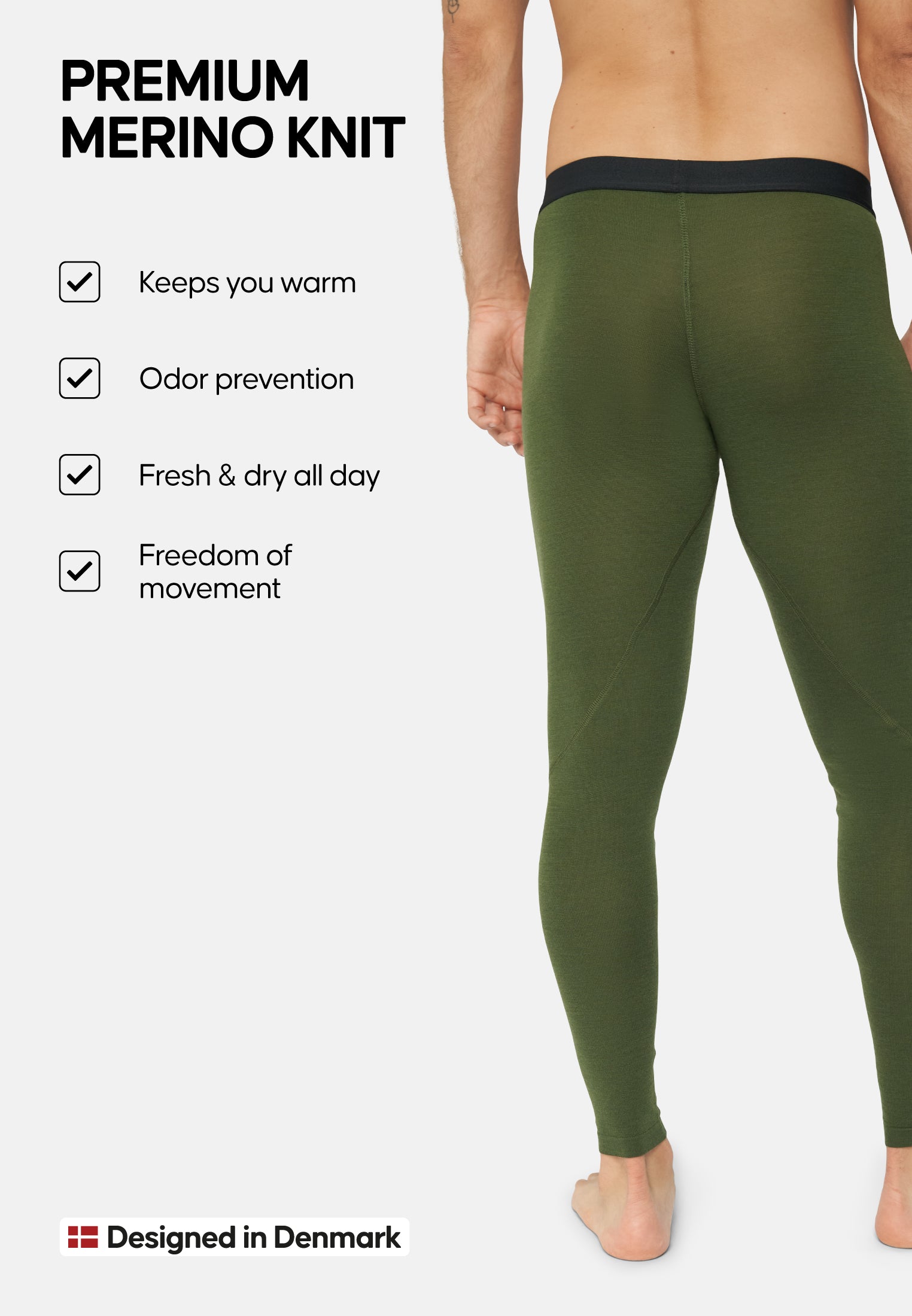 COLLANTS LEGGINGS BASELAYER POUR HOMMES EN LAINE MERINOS